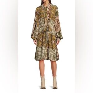 Talisman Annabelle Button Front Mini Dress in Paisley Garden Print. Size XS